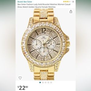 Bee Sister Fashion Lady Gold Bracelet Watches Women Casual Dress Watch Golden